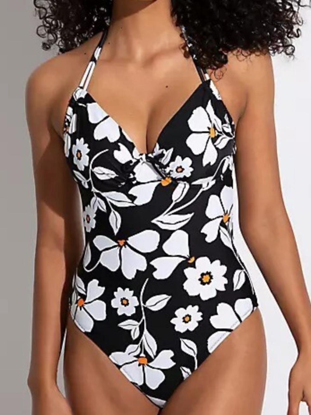 NWT Pour Moi Palermo adjustable Black and White Floral Swimsuit